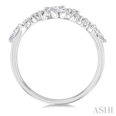 1/3 Ctw Bypass Marquise and Round Cut Diamond Fashion Open Band in 14K White Gold