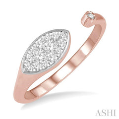 1/5 Ctw Marquise Shape Open-End Lovebright Round Cut Diamond Ring in 14K Rose and White Gold