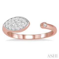 1/5 Ctw Marquise Shape Open-End Lovebright Round Cut Diamond Ring in 14K Rose and White Gold