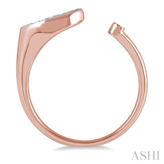 1/5 Ctw Marquise Shape Open-End Lovebright Round Cut Diamond Ring in 14K Rose and White Gold