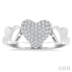 1/4 Ctw Heart Shape Pave Set Round Cut Diamond Ring in 10K White Gold
