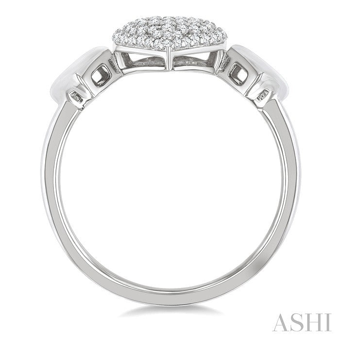 1/4 Ctw Heart Shape Pave Set Round Cut Diamond Ring in 10K White Gold
