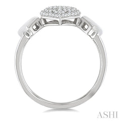 1/4 Ctw Heart Shape Pave Set Round Cut Diamond Ring in 10K White Gold