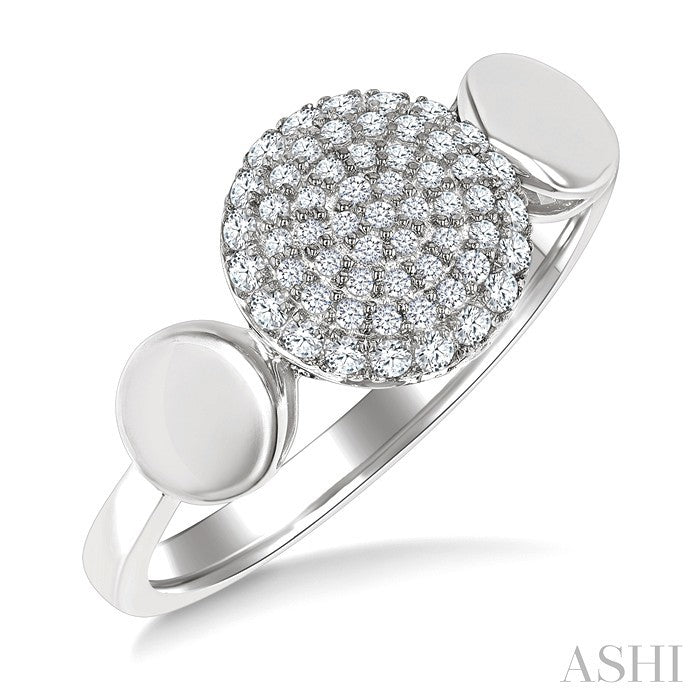 1/4 Ctw Circular Mount Pave Set Round Cut Diamond Ring in 10K White Gold