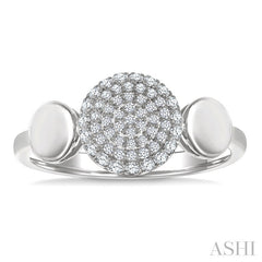 1/4 Ctw Circular Mount Pave Set Round Cut Diamond Ring in 10K White Gold