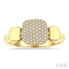 1/4 Ctw Cushion Shape Mount Pave Set Round Cut Diamond Ring in 10K Yellow Gold