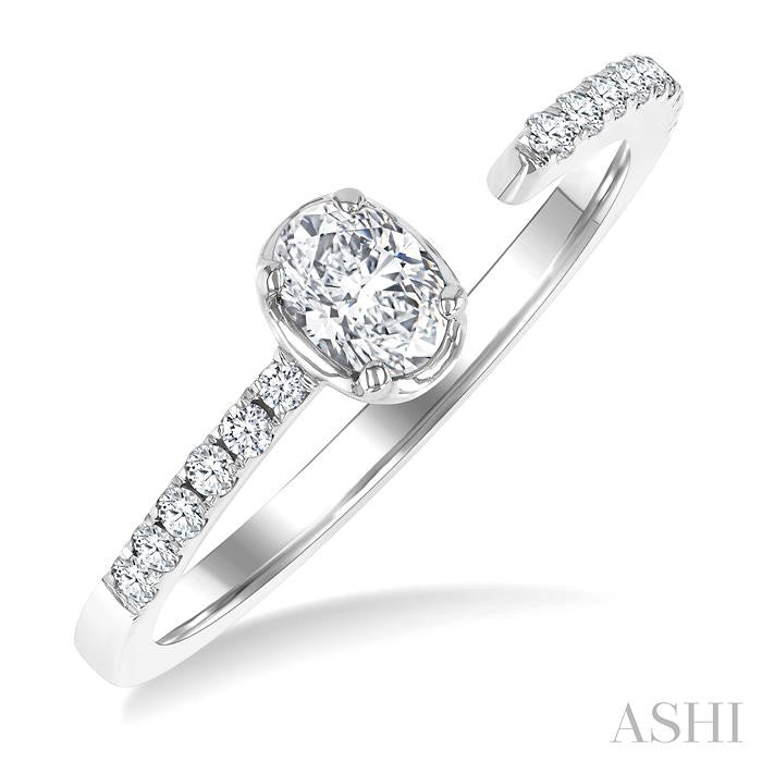 3/8 Ctw Oval and Round Cut Diamond Fashion Open Ring in 14K White Gold