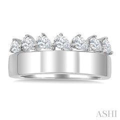 5/8 Ctw Pear Cut Diamond Bold Gold Fashion Wide Band in 14K White Gold