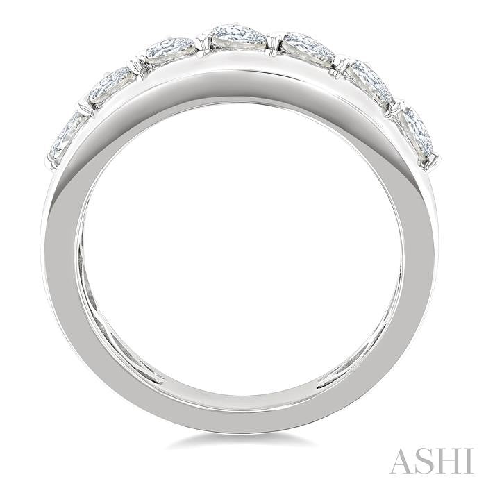 5/8 Ctw Pear Cut Diamond Bold Gold Fashion Wide Band in 14K White Gold