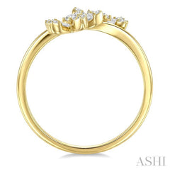 1/3 Ctw Petite Floral Bypass Baguette and Round Cut Diamond Fashion Ring in 10K Yellow Gold