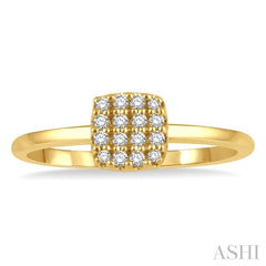 1/8 Ctw Cushion Shape Round Cut Diamond Petite Fashion Ring in 14K Yellow Gold