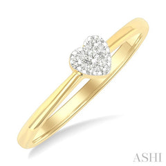 1/10 Ctw Lovebright Petite Heart Shape Round Cut Diamond Fashion Ring in 10K Yellow Gold
