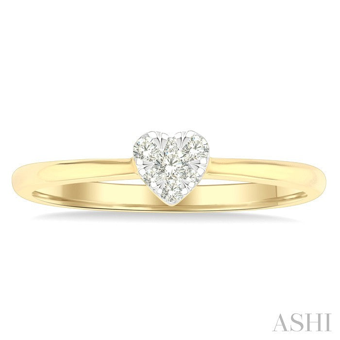 1/10 Ctw Lovebright Petite Heart Shape Round Cut Diamond Fashion Ring in 10K Yellow Gold