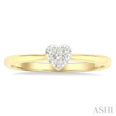 1/10 Ctw Lovebright Petite Heart Shape Round Cut Diamond Fashion Ring in 10K Yellow Gold