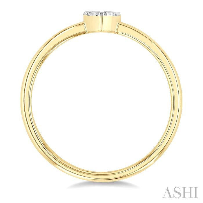 1/10 Ctw Lovebright Petite Heart Shape Round Cut Diamond Fashion Ring in 10K Yellow Gold