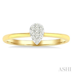 1/10 Ctw Lovebright Petite Pear Shape Round Cut Diamond Fashion Ring in 10K Yellow Gold