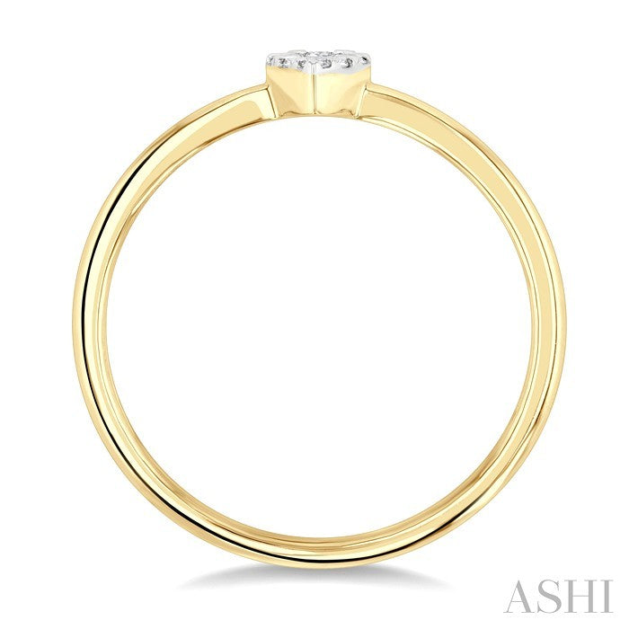 1/10 Ctw Lovebright Petite Pear Shape Round Cut Diamond Fashion Ring in 10K Yellow Gold