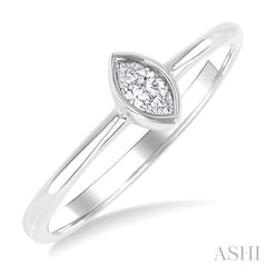 1/6 Ctw Petite Bezel Set Marquise Cut Diamond Fashion Ring in 10K White Gold