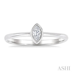 1/6 Ctw Petite Bezel Set Marquise Cut Diamond Fashion Ring in 10K White Gold