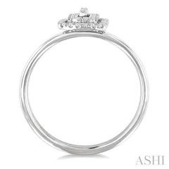 1/6 Ctw Double Halo Emerald Shape Petite Round Cut Diamond Fashion Ring in 10K White Gold