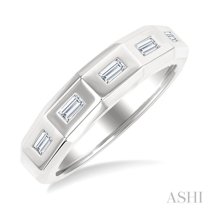 1/6 Ctw Geometric Shape Emerald Cut Diamond Fashion Band in 14K White Gold