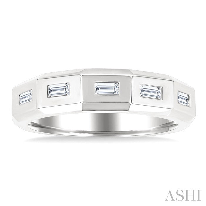 1/6 Ctw Geometric Shape Emerald Cut Diamond Fashion Band in 14K White Gold