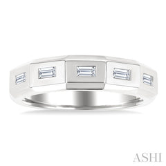 1/6 Ctw Geometric Shape Emerald Cut Diamond Fashion Band in 14K White Gold