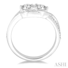 3/4 Ctw Twin Diamond Embracing Twisted Center Diamond 2Stone Ring in 14K White Gold