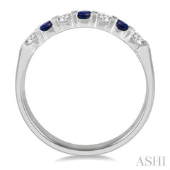 2.6 MM Sapphire and 1/4 Ctw Round Cut Diamond Precious Wedding Band in 14K White Gold