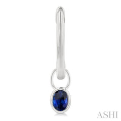 5x3 MM Bezel Set Oval Cut Sapphire Precious Fashion Huggie Earrings in 10K White Gold
