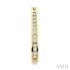 1/2 Ctw Channel Set Round Cut Diamond Hoop Earrings in 10K Yellow Gold