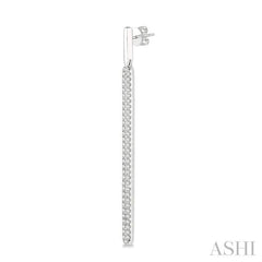 3/8 Ctw Rounded Bar Round Cut Diamond Long Earrings in 14K White Gold