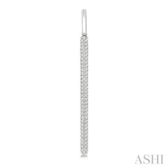3/8 Ctw Rounded Bar Round Cut Diamond Long Earrings in 14K White Gold