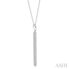 1/4 Ctw Rounded Bar Round Cut Diamond Pendant With Chain in 14K White Gold