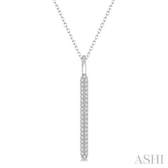 1/4 Ctw Rounded Bar Round Cut Diamond Pendant With Chain in 14K White Gold