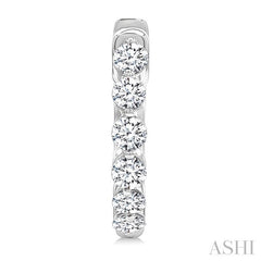 1/2 Ctw Prong Set Round Cut Diamond Hoop Earrings in 14K White gold