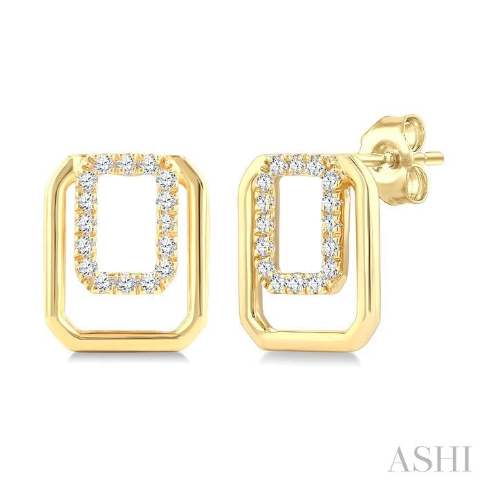 1/6 Ctw Nested Octagonal Frame Round Cut Diamond Fashion Drop Earring in 10K Yellow Gold