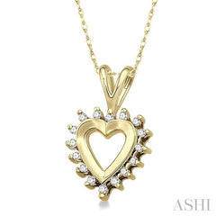 1/10 Ctw Round Cut Diamond Heart Pendant in 10K Yellow Gold with Chain