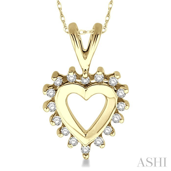1/10 Ctw Round Cut Diamond Heart Pendant in 10K Yellow Gold with Chain