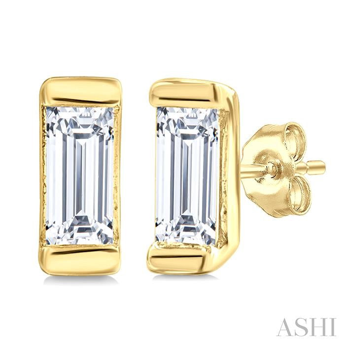 1/10 Ctw Baguette Diamond Petite Fashion Earrings in 10K Yellow Gold