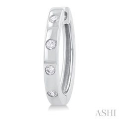 1/6 Ctw Flush Bezel Set Diamond Fashion Hoop Earring in 10K White Gold