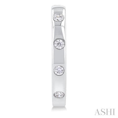 1/6 Ctw Flush Bezel Set Diamond Fashion Hoop Earring in 10K White Gold