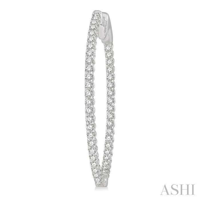 1 Ctw Inside-Out Round Cut Diamond Oval Shape Hoop Earrings in 14K White Gold
