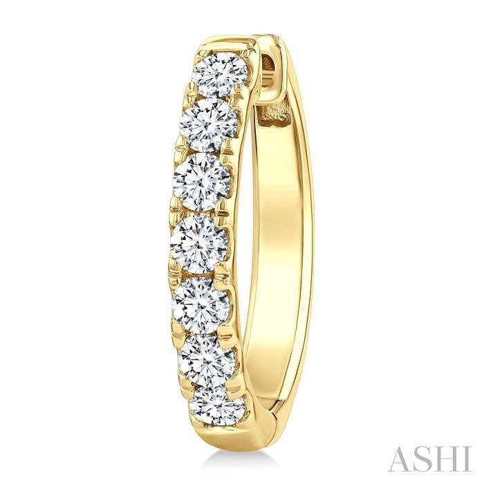 2 Ctw Round Cut Diamond Fashion Hoop Earring in 14K Yellow Gold