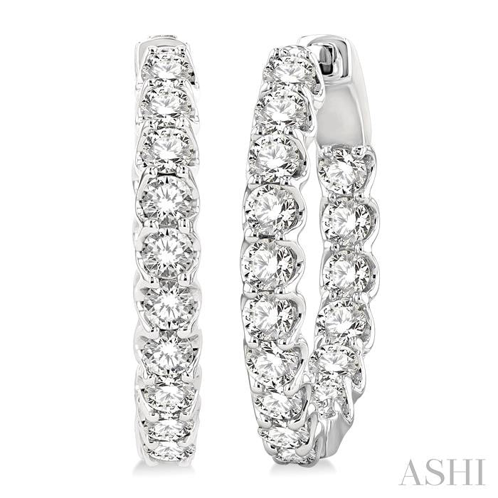 2 Ctw Inside-Out Round Cut Diamond Hoop Earrings in 14K White Gold