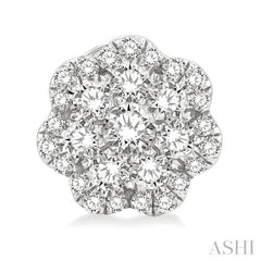 3/4 Ctw Flower Pattern Round Cut Diamond Fashion Stud Earrings in 14K White Gold