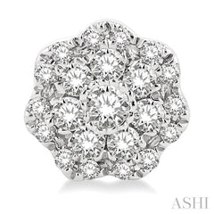 1/4 Ctw Flower Pattern Round Cut Diamond Fashion Stud Earrings in 14K White Gold
