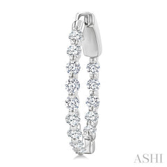 1 Ctw Inside-Out Single Prong Set Round Cut Diamond Hoop Earrings in 14K White Gold
