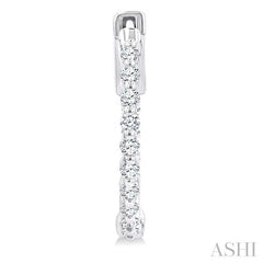 1/2 Ctw Inside-Out Single Prong Set Round Cut Diamond Hoop Earrings in 14K White Gold