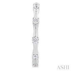 1/3 Ctw Bamboo Shoot Inspired Round Cut Diamond Fashion Half Hoop Earring in 14K White Gold